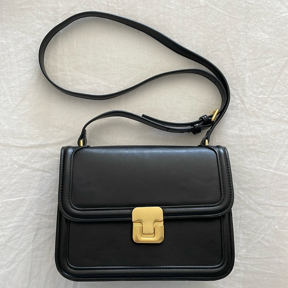 Mango Black Crossbody with Gold Buckle
